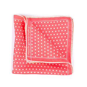 FEFE ANTIQUE WHITE, INDIAN RED POLKA DOT POCKET SQUARE | MENS SIZE 31X31